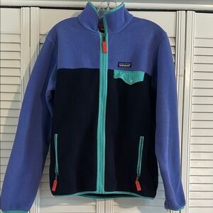 Patagonia Two-Tone Fleece Jacket with Turquoise Accents